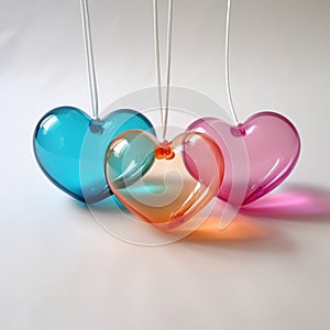 Necklaces with transparent glass heart pendant