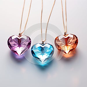 Necklaces with transparent glass heart pendant