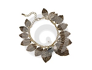 necklace leafs bronze isolated on white