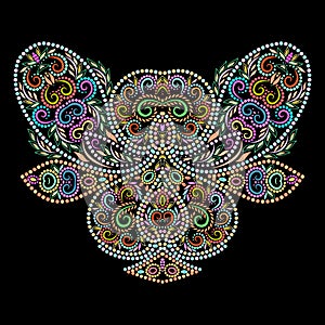Neckline ethnic design, colored pattern