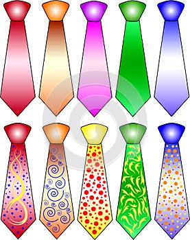 Neckties in different colors