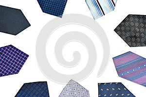 Neckties. Set different neckties. Set of stylish men accessories isolated
