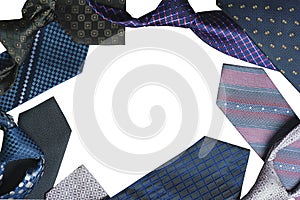 Neckties. Set different neckties. Set of stylish men accessories isolated