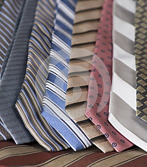 Neckties in stripes, colors and patterns