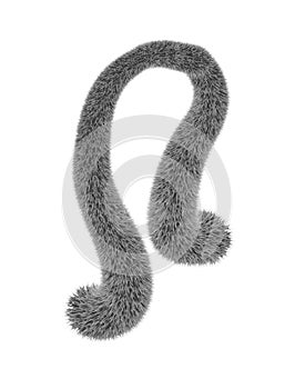 Neckwear , feather boa or fur collar. Isolated object on white background.