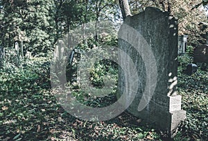 Old tombstone on the cemetery