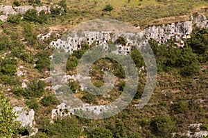 Necropolis pantalica graves rock photo