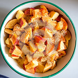 Nectarine bits and browng sugar