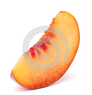 Nectarine fruit segment isolated on white background cutout