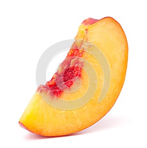 Nectarine fruit segment isolated on white background cutout