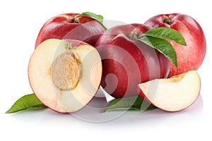 Nectarine nectarines slice half fruit fresh fruits isolated on w