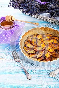 Nectarine tarte with lavender and honey