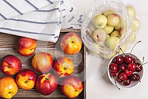 Nectarines, plums and cherries.