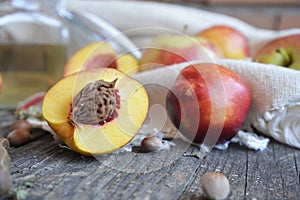 Nectarines on a wooden table