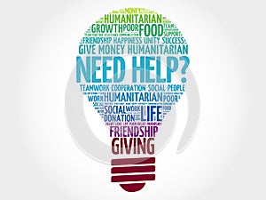 Need help? bulb word cloud