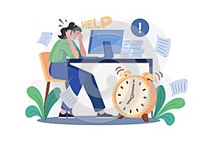 Need Help Illustration concept on white background