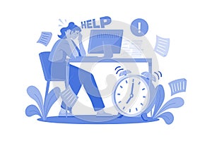 Need Help Illustration concept on a white background