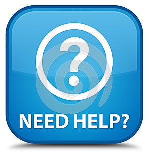 Need help (question icon) special cyan blue square button