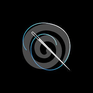 Needle with Blue Thread vector icon - Sewing concept symbol