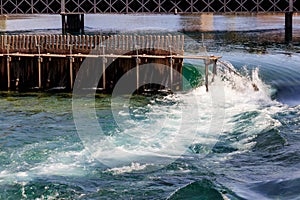 Needle dam in the Reuss river in Lucerne, Switzerland