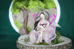 Needle felt wool fairy