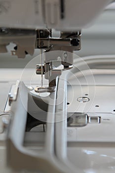 The needle and foot of sewing machine