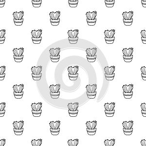 Needle heart cactus pattern vector seamless