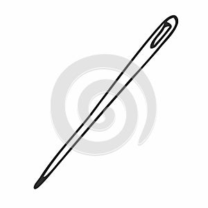Needle icon in doodle sketch lines. Fashion industry sewing dressmaker tailor