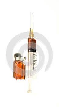 Needle and injection with bottle