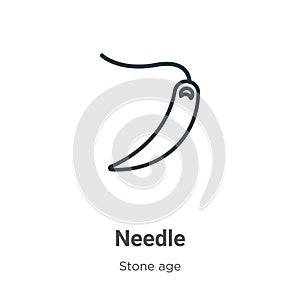 Needle outline vector icon. Thin line black needle icon, flat vector simple element illustration from editable stone age concept
