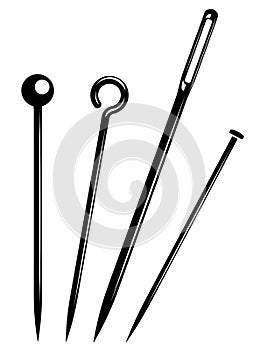 Needle and pin illustration. Sewing tools set vector