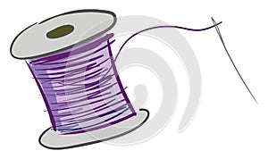 Needle and purple thread illustration vector