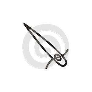 Needle, sew, thread vector icon. Element of design tool for mobile concept and web apps vector. Thin line icon for website design