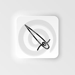 Needle, sew, thread vector icon. Element of design tool for mobile concept and web apps vector. Thin neumorphic style