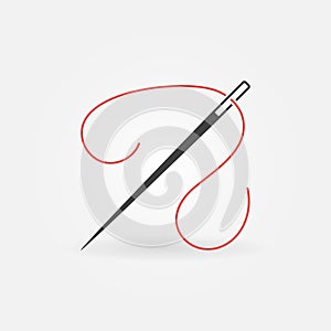 Needle for Sewing with Red Thread vector Tailoring concept icon