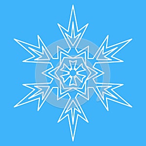 Needle snowflake icon, christmas decoration. Superb snowflake for design, symmetrical star symbol
