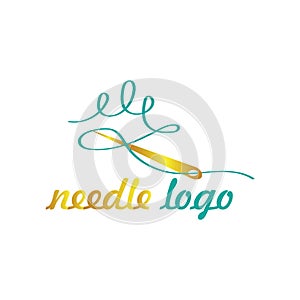 Needle and thread colorful illustration logo template vector
