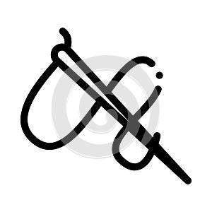 Needle And Thread Icon Vector Outline Illustration
