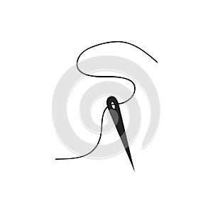 Needle with thread. Icon for web and mobile application. Stock Vector illustration on a white background. Flat design style