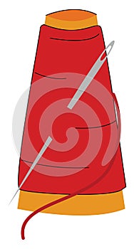 Needle with thread, illustration, vector