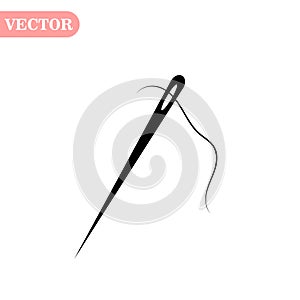 Needle with thread isolated on white background. Neddle icon. Flat vector stock illustration