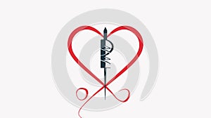 Needle and Thread Logo in Abstract Shape for Creative Designs