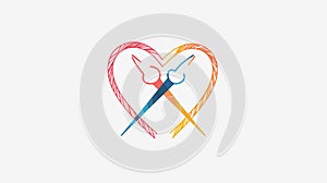 Needle and Thread Logo in Abstract Shape for Creative Designs