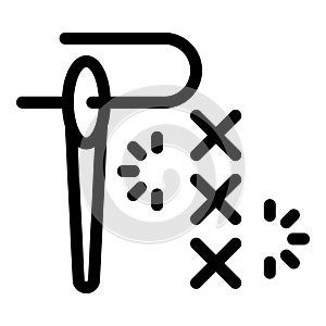 Needle and thread making cross stitch pattern icon