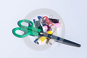 Needle, thread and scissors, sewing items