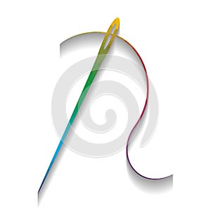 Needle with thread. Sewing needle, needle for sewing. Vector. Co