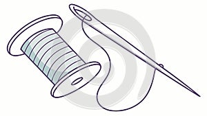 Needle and Thread Spool, Sewing and Crafting Tools, vector design Generative AI
