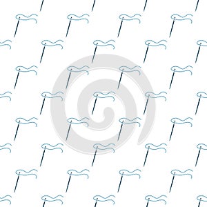 Needle with Thread vector pattern. Sewing seamless background