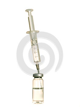 Needle thrust into the ampoule