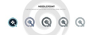 Needlepoint icon in different style vector illustration. two colored and black needlepoint vector icons designed in filled,